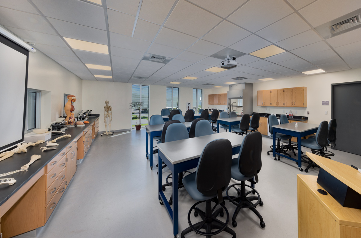 Interior design classroom view at the College of the Florida Keys in Key Largo, FL.